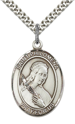 Saint Philomena Pendant - 24" Chain Necklace