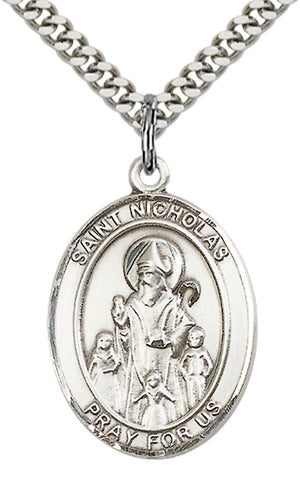 Saint Nicholas Pendant - 24" Chain Necklace