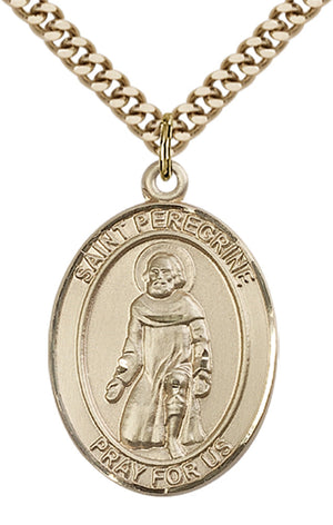 Saint Peregrine Laziosi Pendant - 24" Chain Necklace
