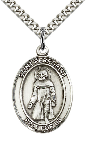 Saint Peregrine Laziosi Pendant - 24" Chain Necklace