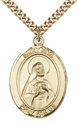 Saint Rita of Cascia Pendant - 24" Chain Necklace