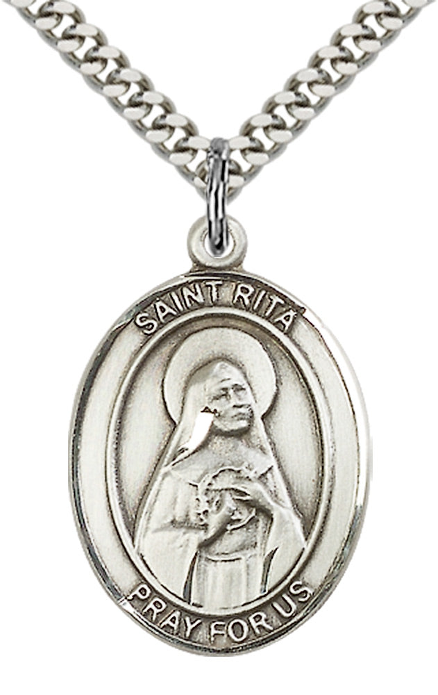 Saint Rita of Cascia Pendant - 24" Chain Necklace