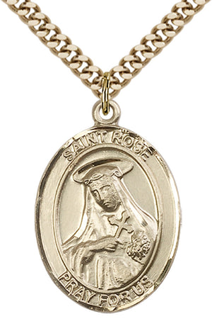 Saint Rose of Lima Pendant - 24" Chain Necklace
