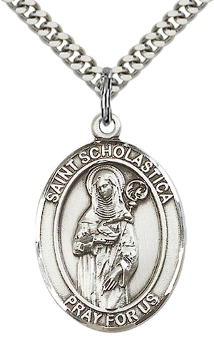 Saint Scholastica Pendant - 24" Chain Necklace
