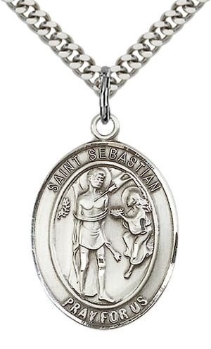 Saint Sebastian Pendant - 24" Chain Necklace