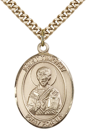 Saint Timothy Pendant - 24" Chain Necklace