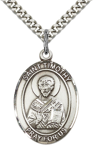 Saint Timothy Pendant - 24" Chain Necklace