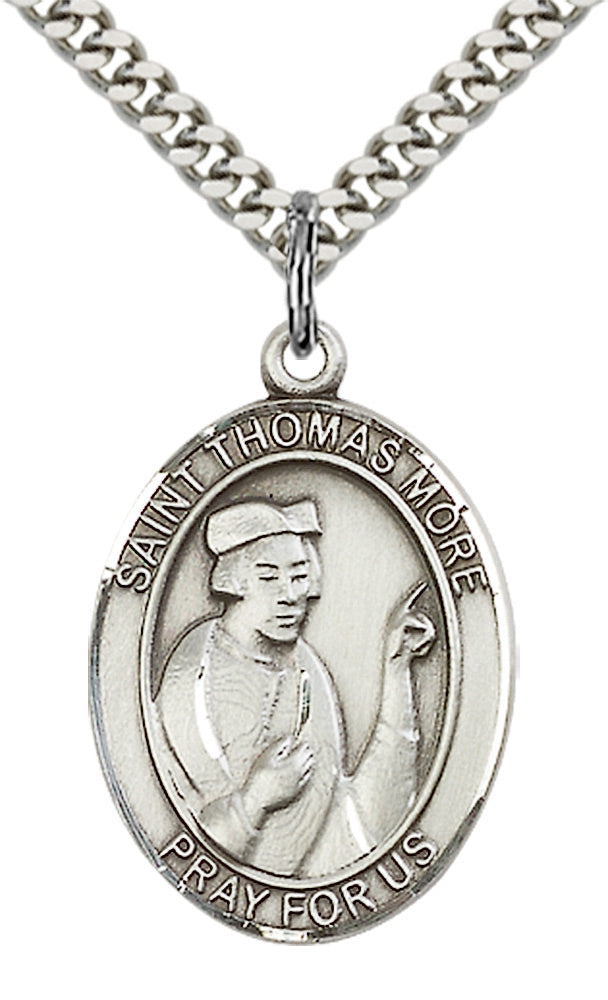Saint Thomas More Pendant - 24" Chain Necklace