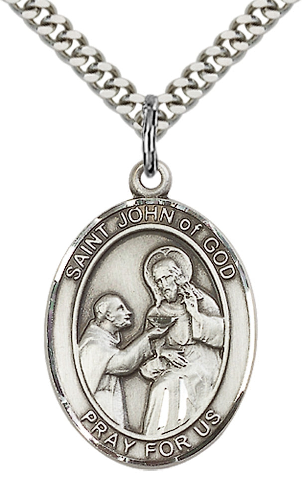 Saint John of God Pendant - 24" Chain Necklace