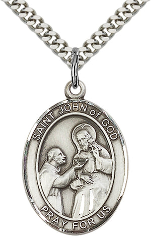 Saint John of God Pendant - 24" Chain Necklace