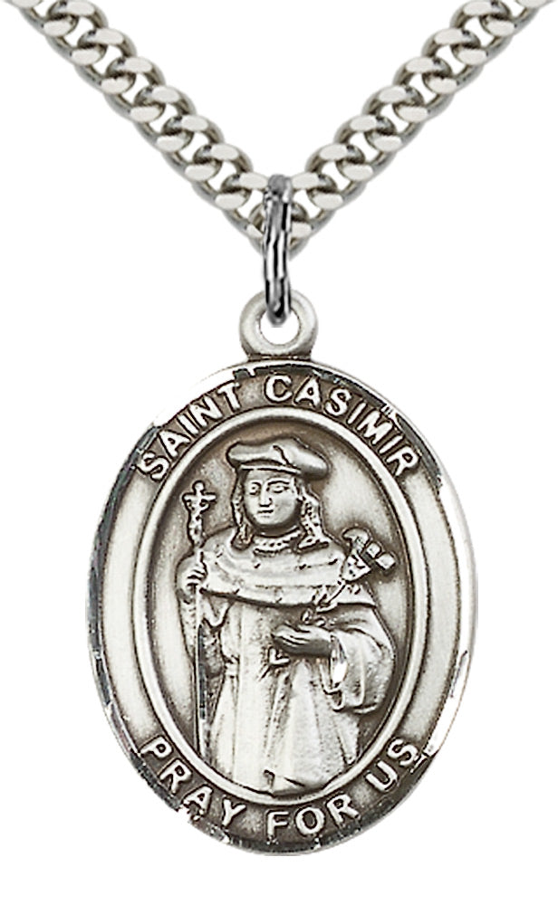 Saint Casimir of Poland Pendant - 24" Chain Necklace