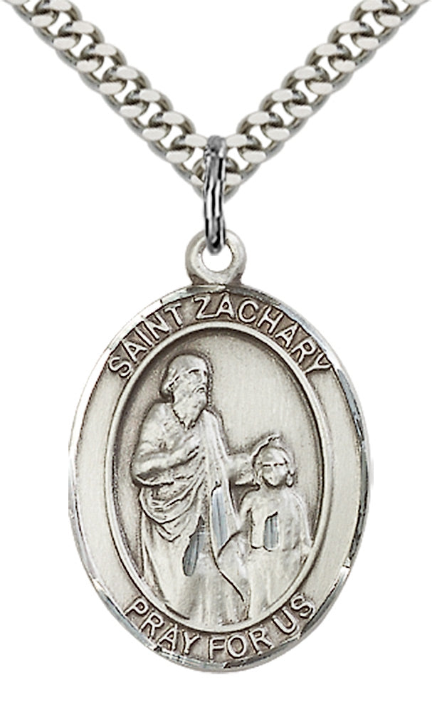 Saint Zachary Pendant - 24" Chain Necklace