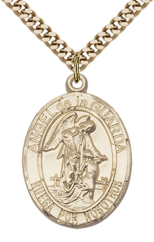 Angel de la Guarda Pendant - 24" Chain Necklace