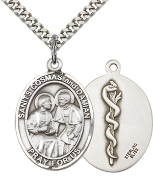 Saints Cosmas & Damian Doctors Pendant - 24" Chain Necklace
