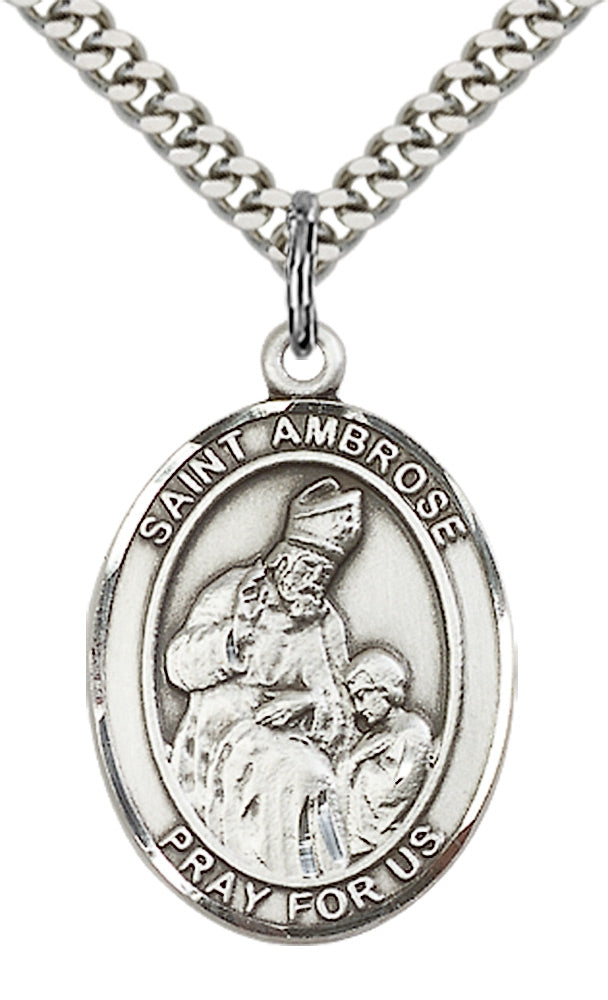 Saint Ambrose Pendant - 24" Chain Necklace