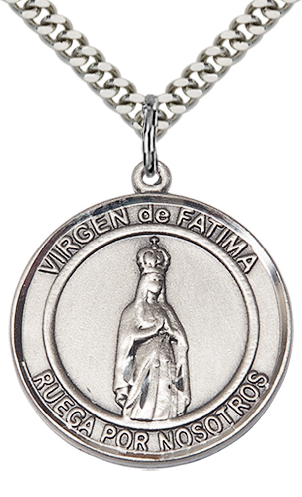 Virgen de Fatima Pendant - 24" Chain Necklace