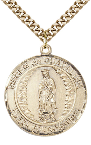 Virgen de Guadalupe Pendant - 24" Chain Necklace