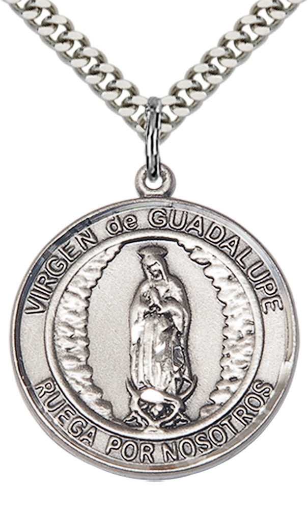 Virgen de Guadalupe Pendant - 24" Chain Necklace