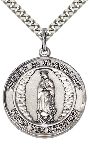 Virgen de Guadalupe Pendant - 24" Chain Necklace