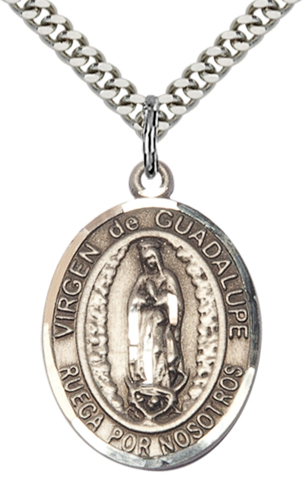 Virgen de Guadalupe Pendant - 24" Chain Necklace