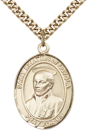 Saint Ignatius of Loyola Pendant - 24" Chain Necklace