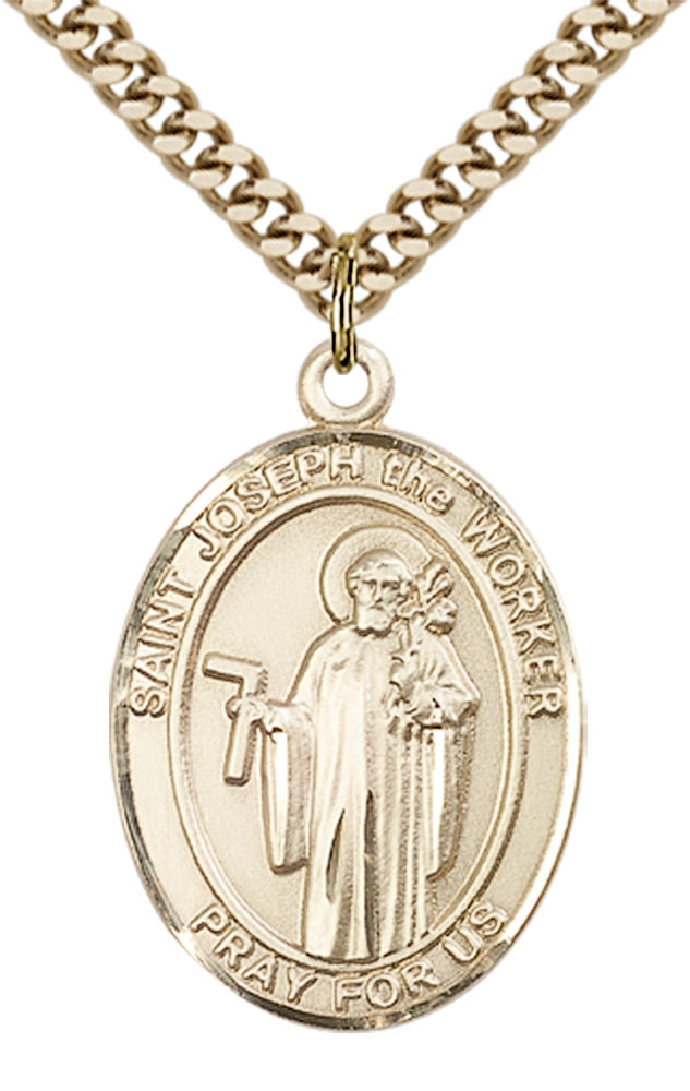 Saint Joseph the Worker Pendant - 24" Chain Necklace