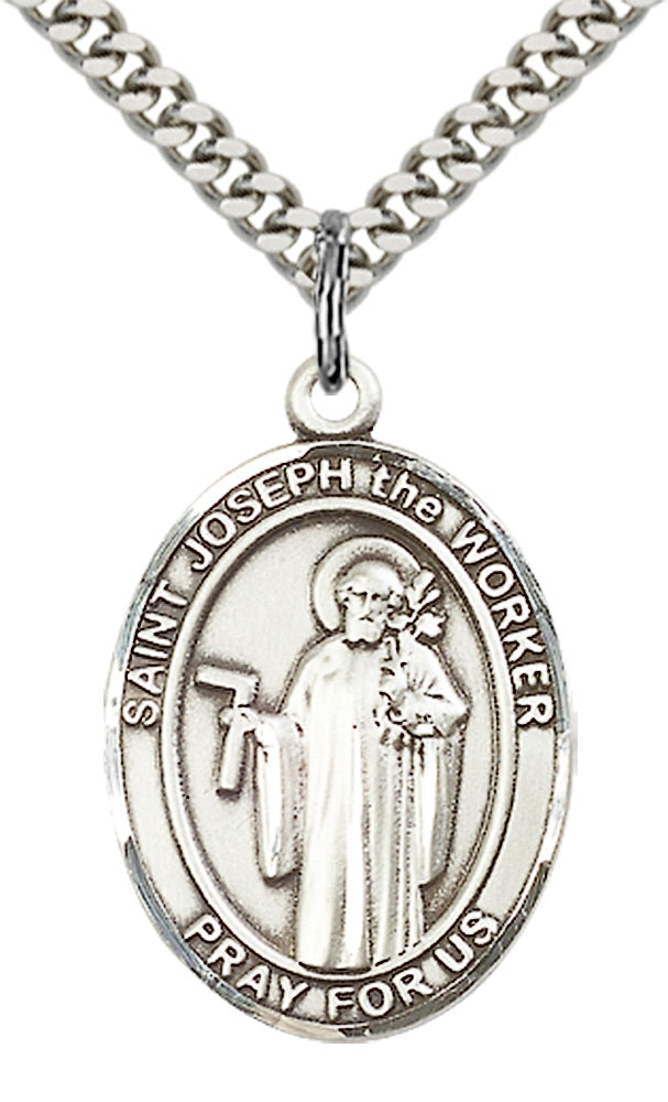 Saint Joseph the Worker Pendant - 24" Chain Necklace