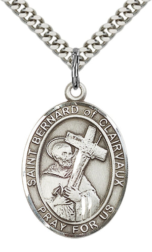 Saint Bernard of Clairvaux Pendant - 24" Chain Necklace