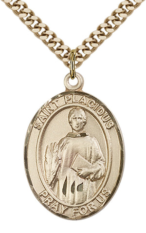 Saint Placidus Pendant - 24" Chain Necklace