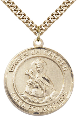 Virgen del Carmen Pendant - 24" Chain Necklace
