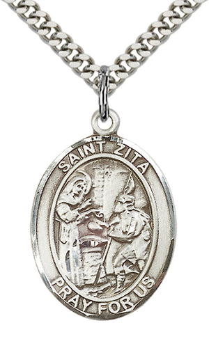 Saint Zita Pendant - 24" Chain Necklace