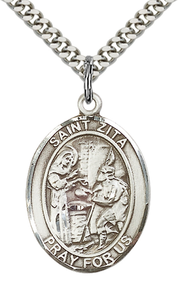 Saint Zita Pendant - 24" Chain Necklace
