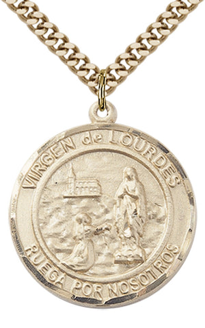 Virgen de Lourdes Pendant - 24" Chain Necklace