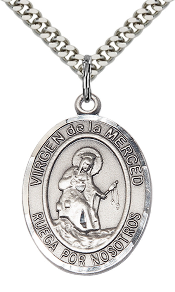 Virgen de la Merced Pendant - 24" Chain Necklace