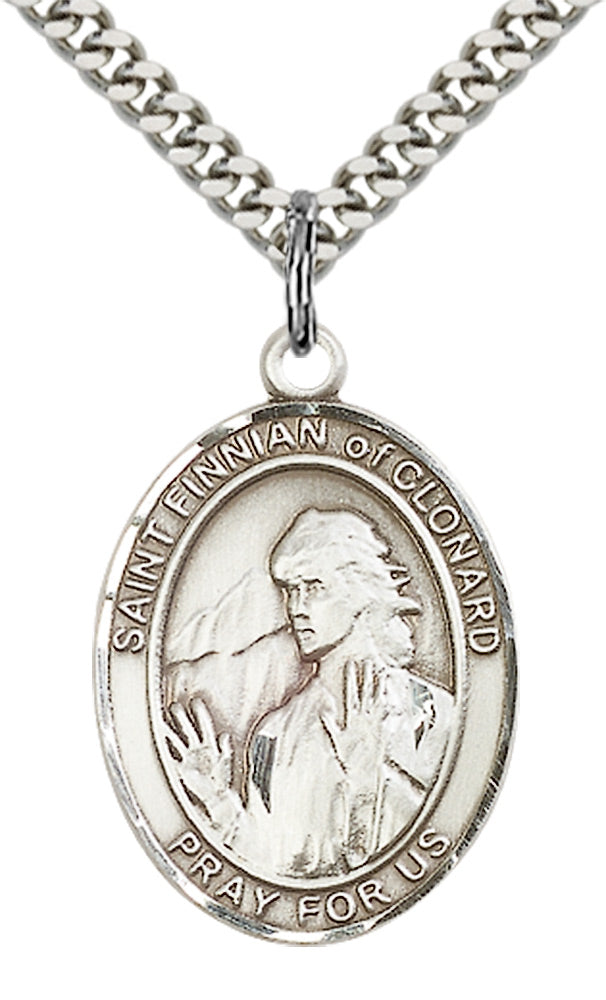Saint Finnian of Clonard Pendant - 24" Chain Necklace
