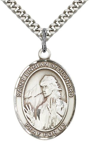 Saint Finnian of Clonard Pendant - 24" Chain Necklace