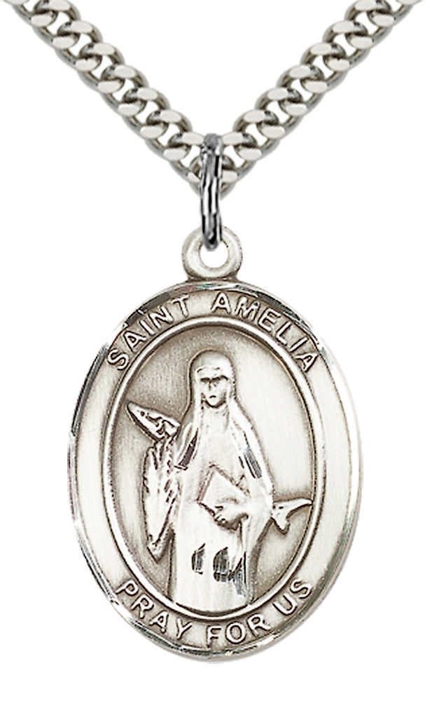 Saint Amelia Pendant - 24" Chain Necklace