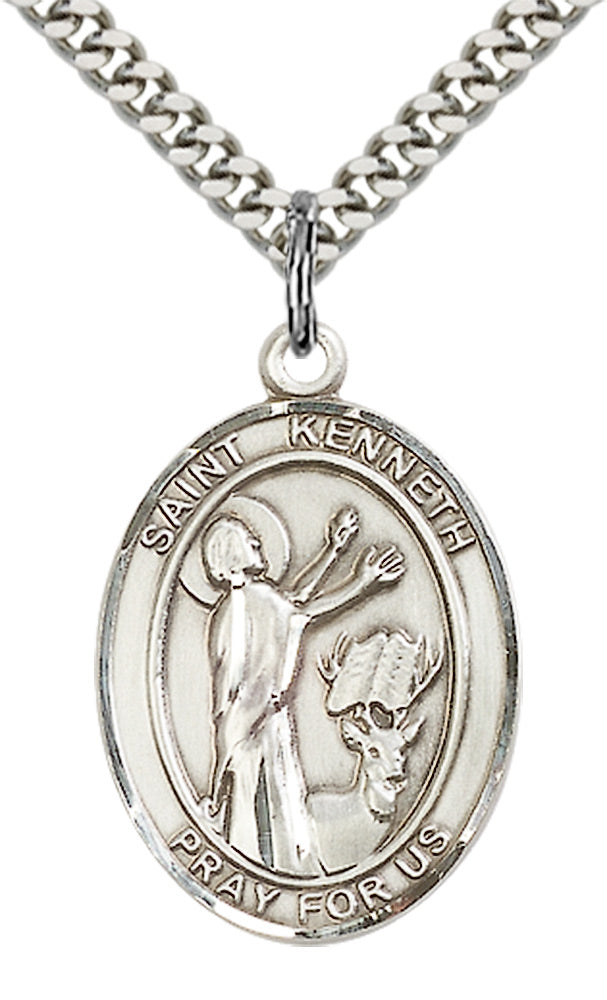 Saint Kenneth Pendant - 24" Chain Necklace