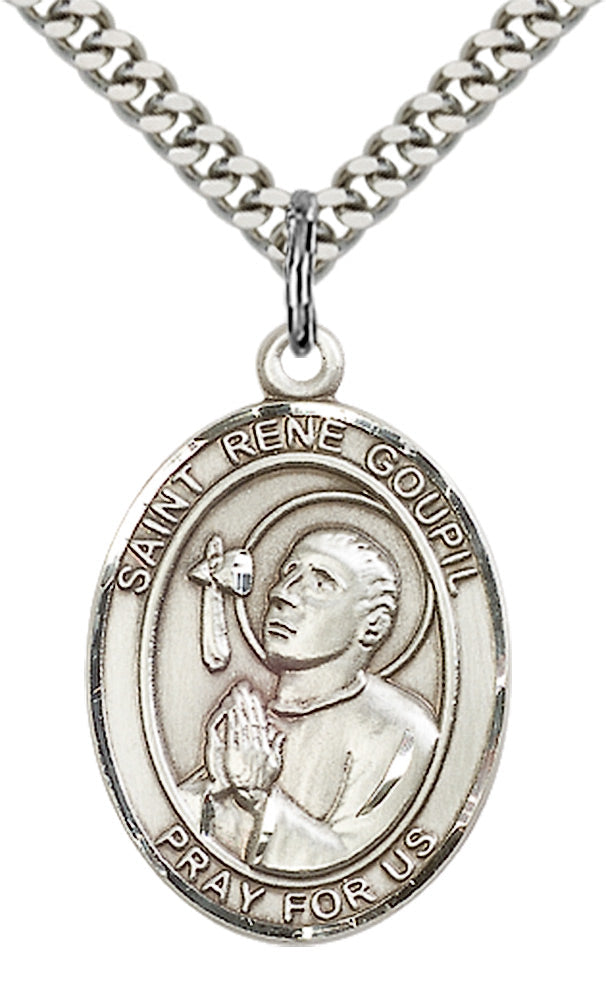 Saint Rene Goupil Pendant - 24" Chain Necklace