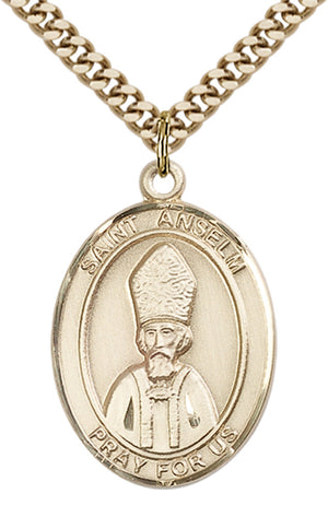Saint Anselm of Canterbury Pendant - 24" Chain Necklace