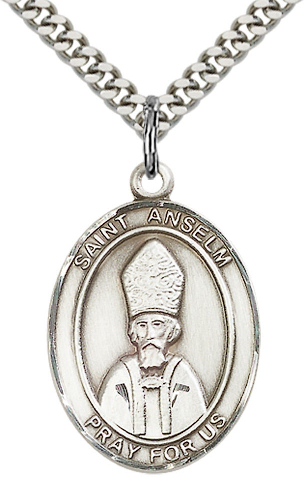 Saint Anselm of Canterbury Pendant - 24" Chain Necklace