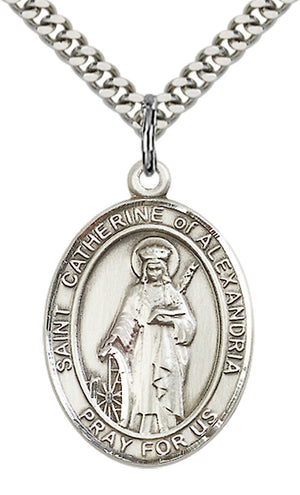 Saint Catherine of Alexandria Pendant - 24" Chain Necklace