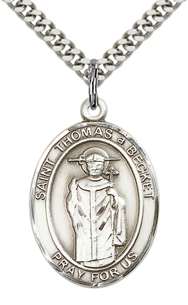 Saint Thomas A Becket Pendant - 24" Chain Necklace