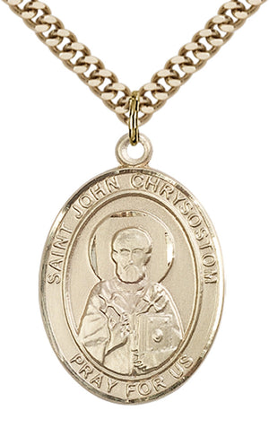 Saint John Chrysostom Pendant - 24" Chain Necklace