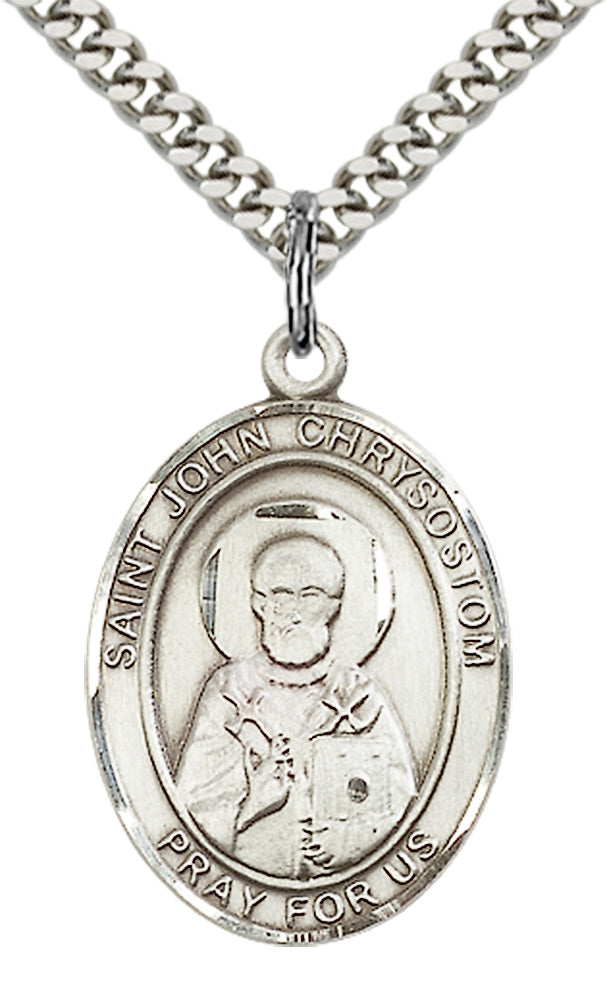 Saint John Chrysostom Pendant - 24" Chain Necklace