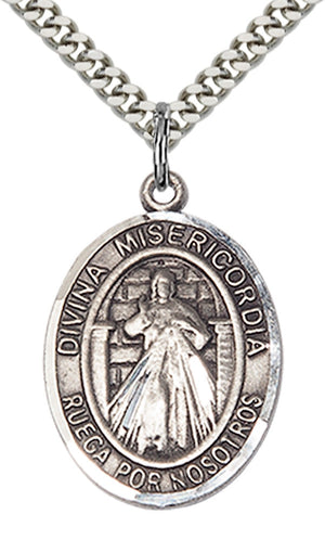 Divina Misericordia Pendant - 24" Chain Necklace