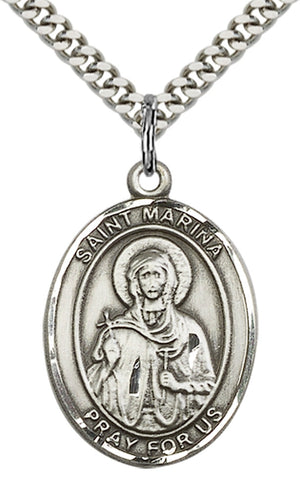Saint Marina Pendant - 24" Chain Necklace