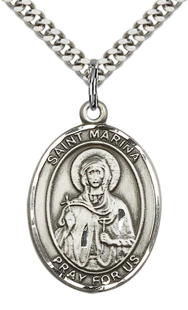 Saint Marina Pendant - 24" Chain Necklace