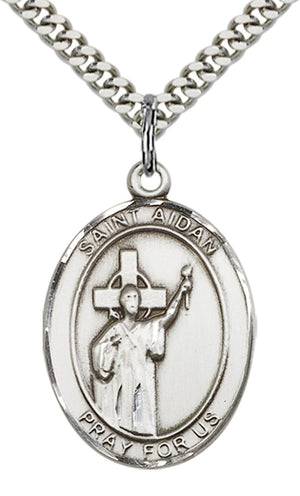 Saint Aidan of Lindesfarne Pendant - 24" Chain Necklace