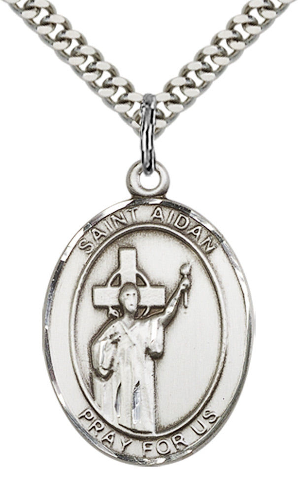 Saint Aidan of Lindesfarne Pendant - 24" Chain Necklace